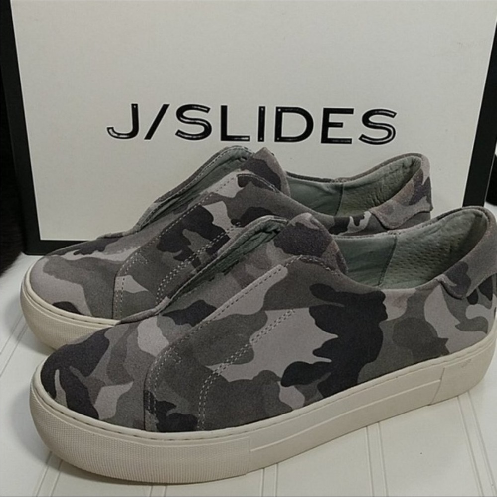 J slides grey camo suede alara NWT
